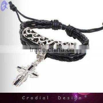 2013 Hot Sale Fashion Cheap Leather Bracelets Handmade Cross Bracelet With Cross For Yong People
