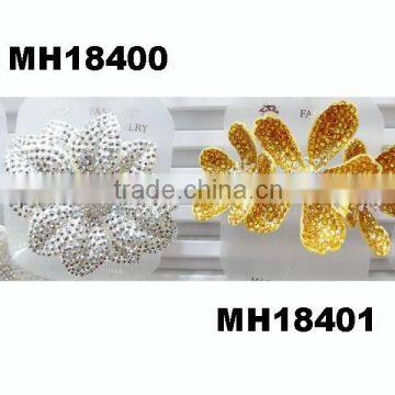 wholesale beautiful big bridal crystal suede hair flower