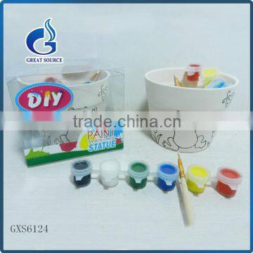 wholesale kids hand drawing toy flower pot shape diy ceramic painting