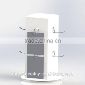 elegant custom wholesale white acrylic display stand rotating,rotating display rack,rotating jewelry display stand with hooks