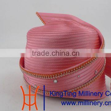 Pink Color With Broach Ladies Handbags and Church Hats photo-5