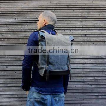 Custom high quality waxed canvas backpack for men