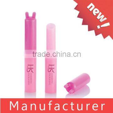 Wholesale cute pink rabbit shaped plastic lip balm tube / case / container / packaging / packing