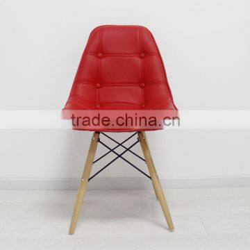 leather side chair/wood leg dining room chair