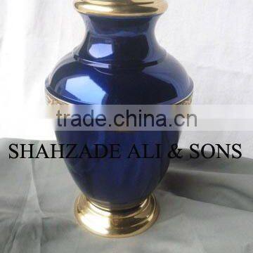 Arcadia Blue Transparent with Bronze Band Brass Cremation Urns