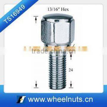 chromeplated m12x1.25 19mm hex high strength wheel bolt