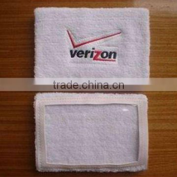 Hot sale custom logo embroidery cotton tag wristband sport rfid