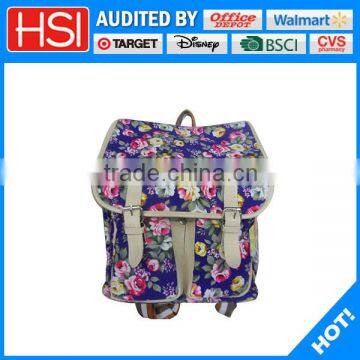 fabric serigraphic rose stylish backpack