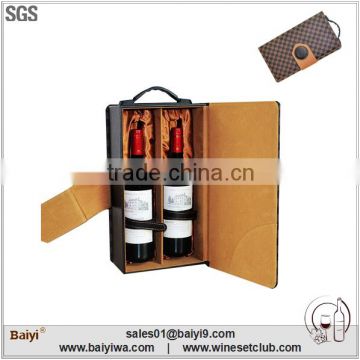 Factory sale customized double wine box with handle