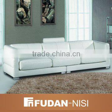 High quality cowhide leather three seat sofa with cushions