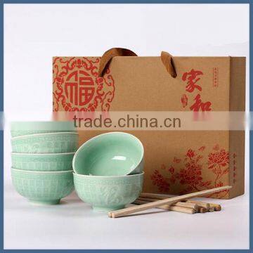 Business gift high end mint green ceramic bowl set wholesale