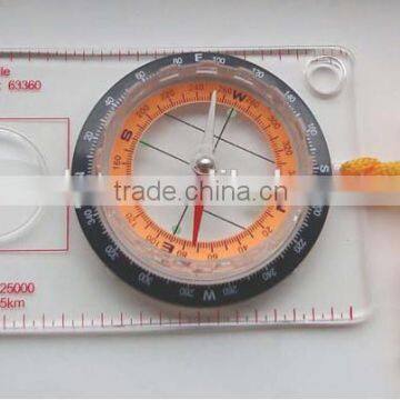 Map Measure Compass Luminous Compass/Acrylic ruler with lanyard