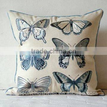 new super soft cotton/linen butterfly embroidery cushion