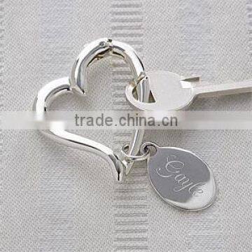 Silver Color Metal Heart Shaped Photo Keychain