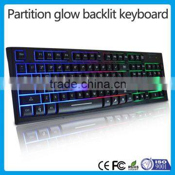 Three Colors Backlit Usb Wired Partition Flash Office/net Bar Keyboard photo-3