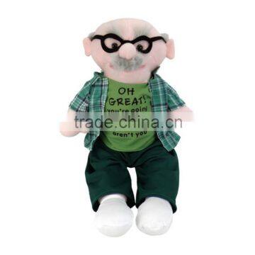 St plush toys person grandfather with shirt glasses home decoration PP cotton filled