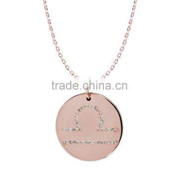 925 Silver/Brass Pandents Rose Gold/Yellow/Silver Plated With Genuine Crystal Customize Design 'Horoscope' for 'Libra' photo-1