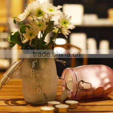 White / Red / Blue / Frosted / Cheap Glass Hurricane Candle Holders With Lid for Home Decoration photo-3