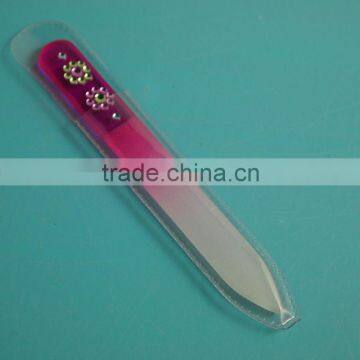 BLC-040 90mm Mini pvc bag packing colorful design glass nail files with diamonds