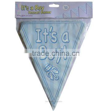 IT'S A Boy Blue Pennant paper Banner For baby shower decoration