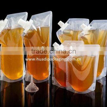 color printed stand up bag with spout for juice or coffee or tea packaging