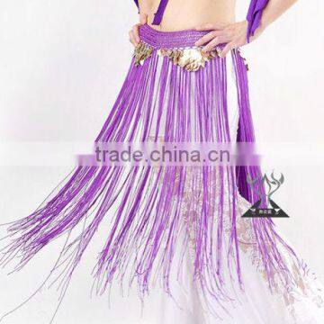 Tribal belly dance workmanship gold coin and long tassels bellydance hip scarves wholesale D121