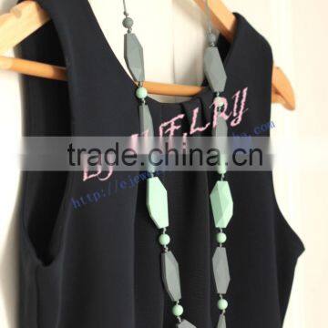 green&gray rectangular silicone teething beads necklace loose silicone beads silicone teething necklace wholesale TN069