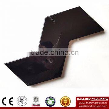 Imark AXIS Z Shape 3D- Effect Black Pure Color Gloosy Glazed Ceramic Wall Tile For Kitchen Tile