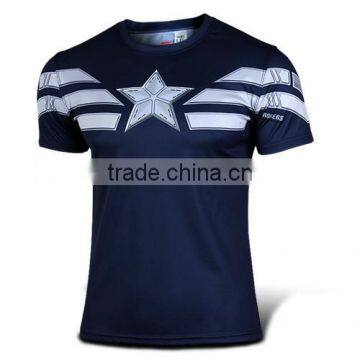 Pass ride Captain America 2 short sleeved t-shirt men short T Jersey speed dry clothing made of foreign trade clothing custom