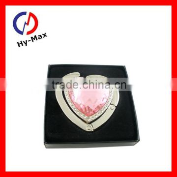 Heart shaped pink acrylic stone bag hanger/christmas gift for lady