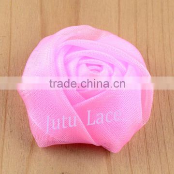 Mini 1.5''satin Rosette Flower - handmade soft tulle fabric rose accessories craft decorative flower