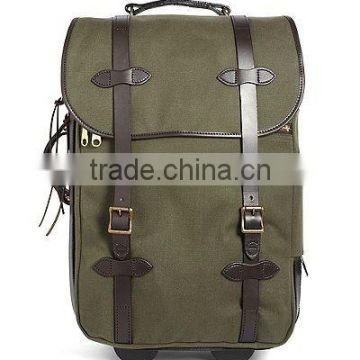 luxury high quality canvas wheeled carry-on suitcase