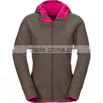 outdoor windproof waterproof soft shell jacket windbreaker for women 100% polyester hoodies soft shell jacket