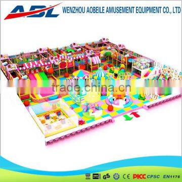 Popular soft play indoor kid playground equipment castle with tunnel and big slide