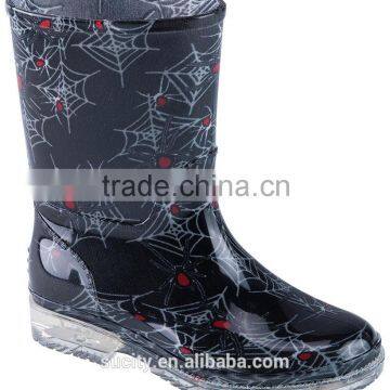 elegant transpar pvc rain boot with spider web printing