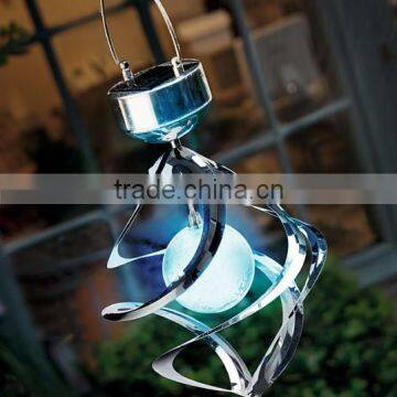 Color Changing Solar Wind Spinner LED Light Lamp Lantern Garden Saturn Outdoor