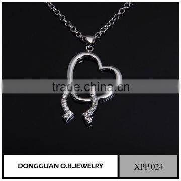 Elegant 925 sterling silver heart pendant necklace for lady