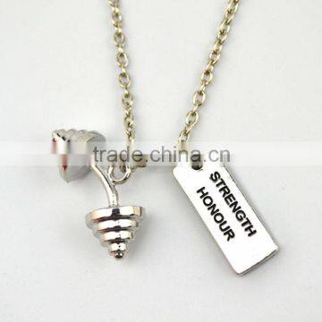Weight Loss Fitness Necklace Sports Dumbbell GYM Strength Honour Necklace photo-2