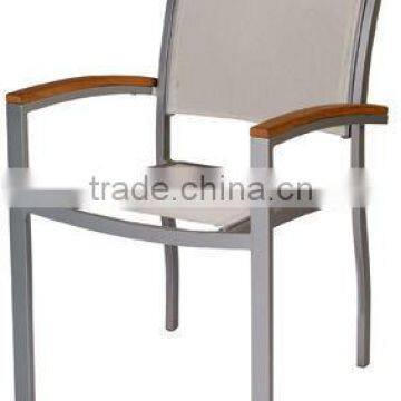 Outdoor garden aluminium stacking chair with sling texline fabric