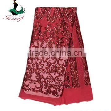 Haniye JLQ21-1/2016 Shining Embroidery French Tulle Lace / Laces Fabric Nigerian African Style With Sequins photo-4