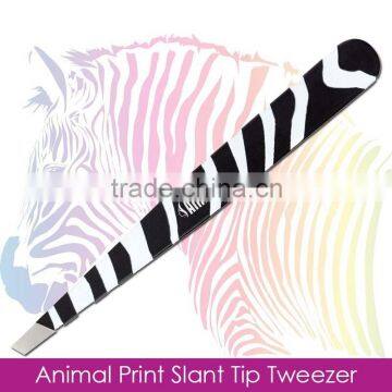 Animal Print Slant Tweezers, Zebra Print Eyebrow Tweezer