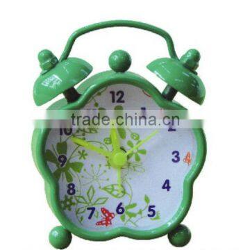 TB05401 Green mini gifts alarm clock with flower shape