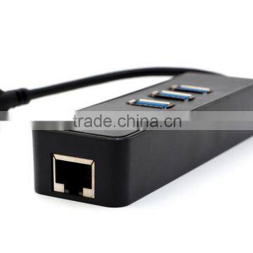 3 Port USB Hub 3.0 Hub with RJ45 Lan Gigabit Ethernet Converter Adapter