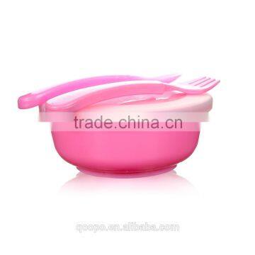 Hot Selling Food Grade Plastic Baby Feeding Bowl Set With Spoon And Fork