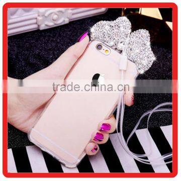 Luxury Diamond mobile phone case Minnie Ears Rhinestone butterfly pattern Clear tpu Cover for iphone 6 6s plus