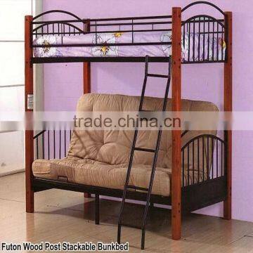 Black Metal single bunk bed with front ladder furniture