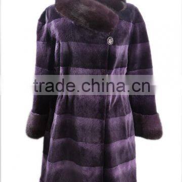 Hot sale long rabbit sheaing fur coat for winter overcoat