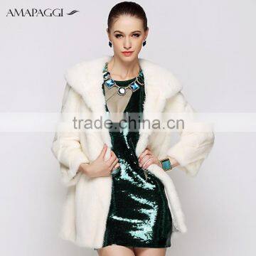 wholesale new style pure white mink jacket elegant fur coats for women