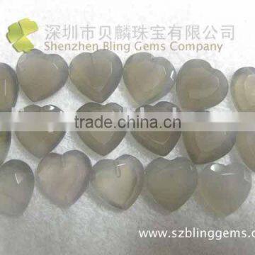 Wholesale Natural Semi precious gemstone grey agate faceted Heart shaped