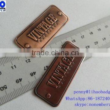 Fashion Anti Brass Metal Engraved Logo Metal Label